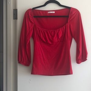 Reformation jeans red blouse